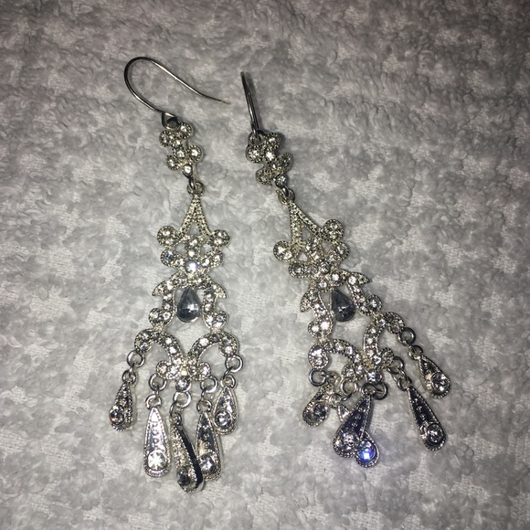 Prom pageant chandelier bling earrings - Picture 2 of 3